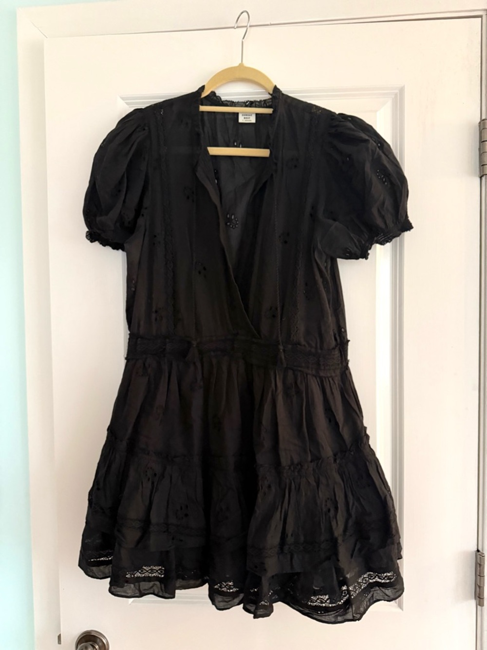 Sunday Best Black Puff Sleeve Tiered Mini Dress